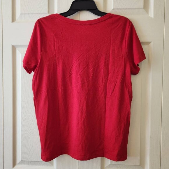 Time and Tru Red Relaxed Fit V-Neck T-Shirt M (8-10) 100% Cotton NWT - Picture 5 of 6